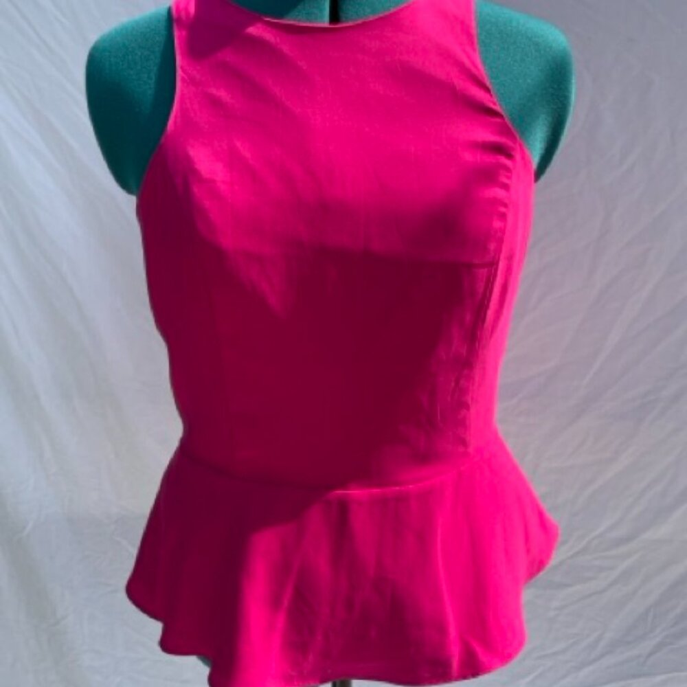 Express hot pink sleeveless peplum top M